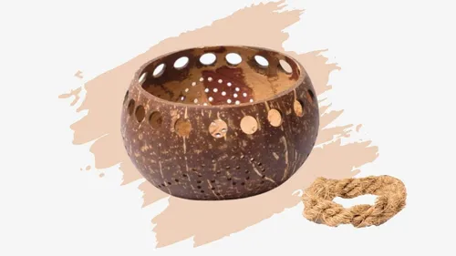 cocovibes Kokosnuss Windlicht GOA  inkl. Untersetzer Ø ca. 14 cm - Dekoschale