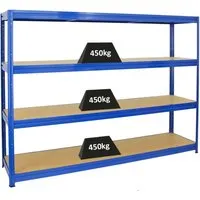 PROREGAL Schwerlastregal Dino Extra Breit 180x240x60 cm - Lagerregal mit 450 kg Traglast pro Fach, robust aus hochwertigem Stahl, ideal für Werkstätten und Garagen, einfach und schnell aufzubauen.