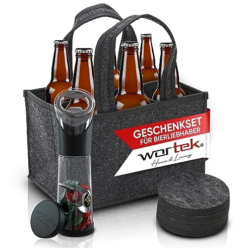 Geschenkset für Männer: Bier Männerhandtasche mit Flaschenöffner und Untersetzer
