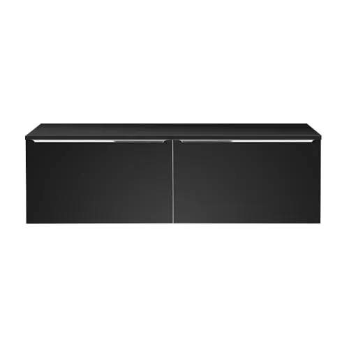 Lomadox Doppelwaschtisch PUEBLA-56-BLACK, 160cm, schwarz matt