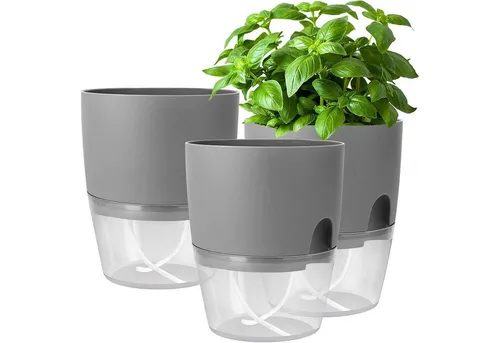 LuxusKollektion Kräutertopf Kräutertopf Set selbstbewässernd 3er Küche Fensterbank 18.2x11x15.3cm
