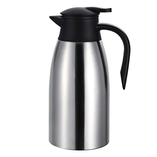 Thermoskanne 2l Edelstahl Isolierkanne Kaffeekanne Teekanne Doppelwand Vakuum Thermoskanne Karaffe für Tee Kaffee Milch, 24 Stunden Heiß