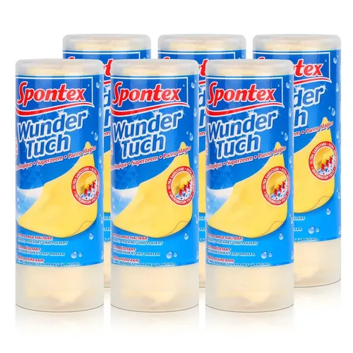 Spontex Wundertuch 6er Pack – Vielseitiges Reinigungstuch - Hochwertiges Allzwecktuch für effektives Reinigen, Trocknen und Polieren. Ideal für den täglichen Einsatz in Haushalt und Büro.