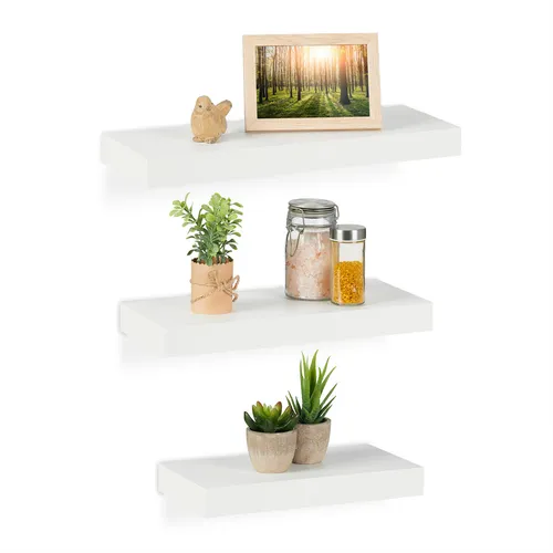Wandregal Hängeregal Set Schweberegal Deko-Regal MDF 8 kg Wandregal 3er Set