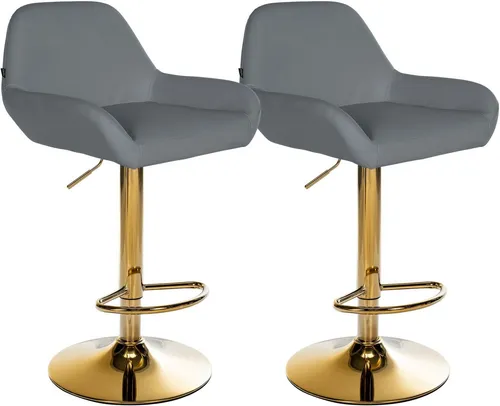 2er Set Barhocker Braga Gold aus Kunstleder in Grau