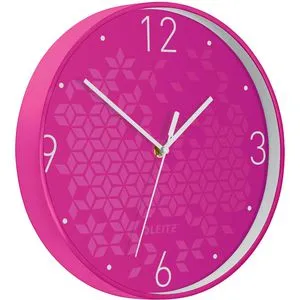 Leitz WOW Wanduhr Pink – 29 cm - Stylische Wanduhr im WOW-Farbdesign mit leisem Quarzlaufwerk, ideal für Büro und Zuhause. Teil der Leitz WOW Serie für kreative Organisation.