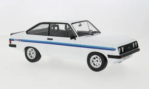 Ford Escort MK II RS 2000 1977 Modellauto 1:18 - Detailgetreues Standmodell in Weiß, aus hochwertigem Die-Cast-Material, ideal für Sammler und Fans klassischer Autos.