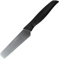 Nirosta Brötchenmesser 20cm - Schwarz - Küchenhelfer für perfekte Schnitttechnik, mit scharfer rostfreier Edelstahlklinge und ergonomischem Griff für müheloses Schneiden von Brötchen und Gebäck.