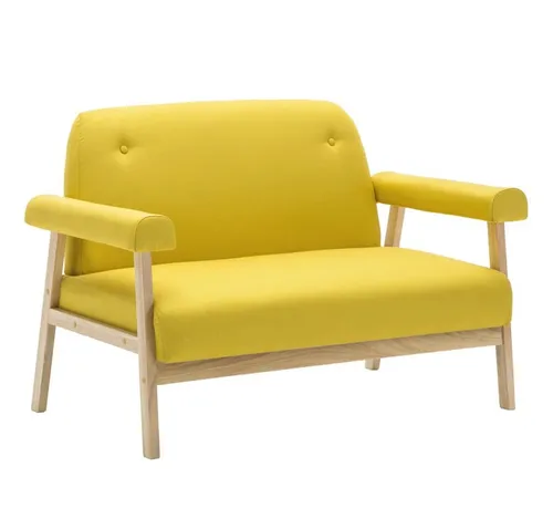 vidaXL 2-Sitzer-Sofa Stoff Gelb - Stylisches 2-Sitzer-Sofa in leuchtendem Gelb, ideal für kleine Räume. Hergestellt aus 100% Polyester für hohen Komfort und Langlebigkeit.