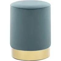 vidaXL Hocker Fassform - Stilvoller Samthocker in Hellblau - Stilvoller Hocker aus Samt in Fassform, ideal als Beistelltisch oder Fußbank. Verleiht jedem Raum ein luxuriöses Flair mit glänzender Metallbasis für Stabilität.