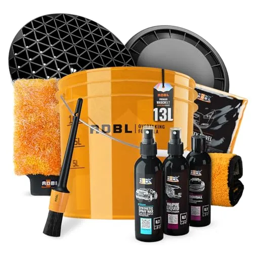 Auto Waschset: ADBL Wascheimer Set (13L | gold) + Grit & Deckel für die Auto Handwäsche