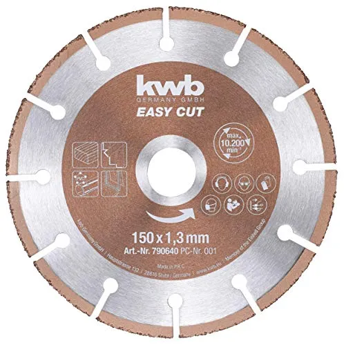 kwb Easy-Cut universal Hartmetall Trennscheibe 150 mm x 1,3 mm, Flex-Scheibe f. div. Materialien, Bohrung 22,23 mm, 150mm