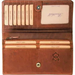 Benthill Geldbörse Damen Echt Leder - Vintage RFID Portemonnaie mit vielen Kartenfächern, sicherer RFID-Schutz und praktisches Münzfach mit Reißverschluss