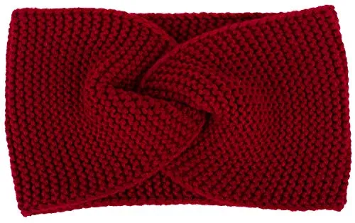 styleBREAKER Damen Feinstrick Stirnband mit Twist Knoten, Krausstrick Muster, warmes Winter Haarband, Headband 04026054, Farbe:Bordeaux-Rot