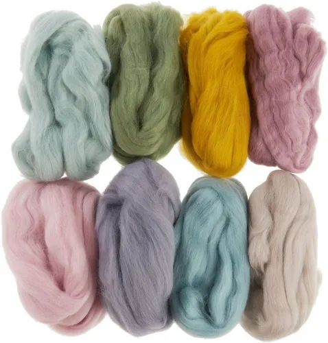 VBS Bastelnaturmaterial Märchenwolle Sortiert, 8 x 12,5 g von VBS