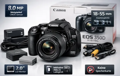 📸 Canon EOS 350D DSLR Digitalkamera mit EF-S 18-55mm Foto Vintage Kamera 🚀 OVP