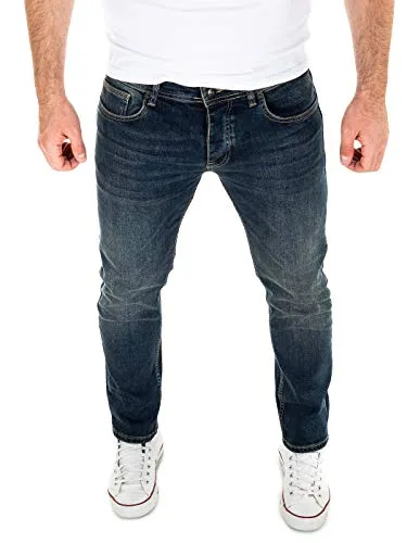 WOTEGA Dunkelblaue Slim Fit Jeans Alistar - Herren-Jeanshosen mit Slim Fit Passform, aus hochwertiger Baumwollmischung für besten Tragekomfort und perfekte Anpassung an den Körper.