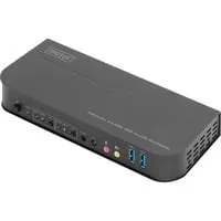 DIGITUS KVM Switch - 2 Ports für Desktop & Wandmontage - KVM Switch für Video und Audio mit 2 Ports, ideal für platzsparende Anwendungen im Büro oder Home Office.