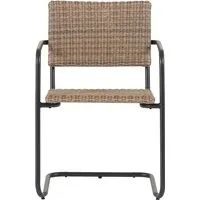 ebuy24 Gartenstuhl Camille - Polyrattan schwarz, natur - Eleganter Gartenstuhl aus Polyrattan mit robustem Metallrahmen, ideal für Innen- und Außenbereich. Genießen Sie Komfort und Stil bei Dinnerpartys oder beim Entspannen auf der Terrasse.