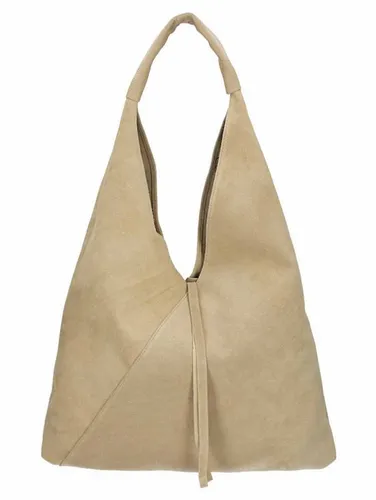 OBC Made in Italy Damen XXL Leder Tasche - Wildleder Shopper in Taupe - Damen-Shopper aus 100% echtem Wildleder, geräumiges Hauptfach mit Innentasche, ideal für Alltag und Reisen, modisch und leicht.