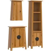 3-tlg. Badmöbel-Set Massivholz Kiefer - Badmöbel-Set aus massivem Kiefernholz mit vintage Look, bietet reichlich Stauraum und spart Platz durch Wandmontage für ein aufgeräumtes Badezimmer.