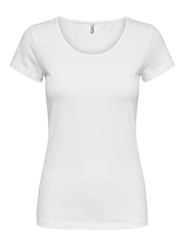 ONLY Damen Onllive Love S/S O-Neck Top JRS Blouse, Weiß, XL EU