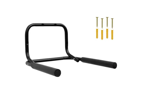 Wellgro Klappbarer Fahrradhalter aus Stahl - Schwarz, Tragkraft bis 50 kg - Fahrradwandhalterung für alle gängigen Fahrradtypen, platzsparend klappbar und mit Schaumstoffschutz für den Rahmen. Ideal für Wohnung, Garage oder Keller.