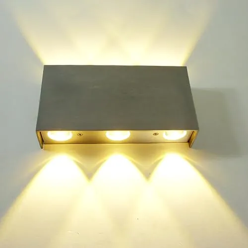 LED-Außen-Wand-Leuchte GERA Up & Down eingebaute LEDs 6W, 17x9x4cm, IP44, Eingang-Balkon-Treppenaufgang-Lampe