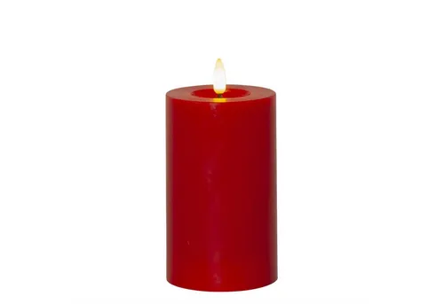 MARELIDA LED-Kerze LINA Echtwachs realistische 3D Flamme Wachsspiegel H: 15cm rot (1-tlg)