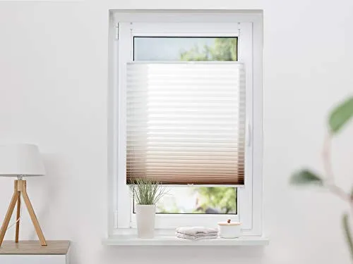 K-Home Klemmfix-Plissee Farbverlauf Braun B25 x H130 cm