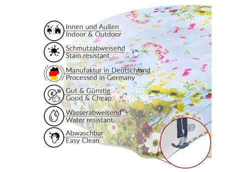 ANRO Tischdecke Tischdecke Wachstuch Blumen Grün Robust Wasserabweisend Breite 140 cm, Geprägt