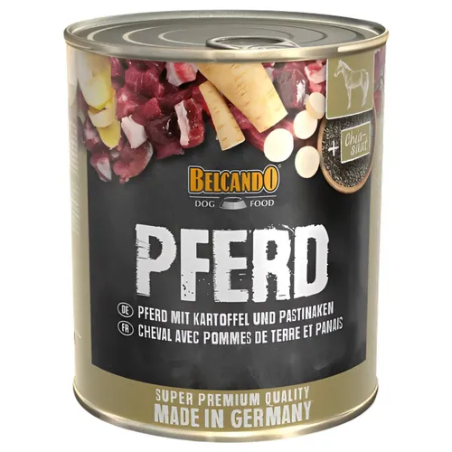 Belcando Premium Dose 6x800g Pferd&Kartoffel - Leckeres Nassfutter für Hunde mit hochwertigem Pferd und Kartoffeln, ideal für ausgewachsene Hunde. Praktische 6er-Packung für eine einfache Fütterung.