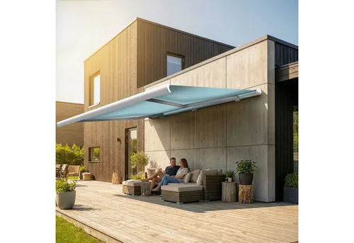 Eclipse elektrische Vollkassettenmarkise 3,5x3m Weiß mit Smarthome-Motor - Vielseitige Kassettenmarkise für den Außenbereich, ausgestattet mit einem hochwertigen Smarthome-Motor und robustem Polyacryltuch für optimalen UV-Schutz, ideal für entspannte Stunden im Freien.