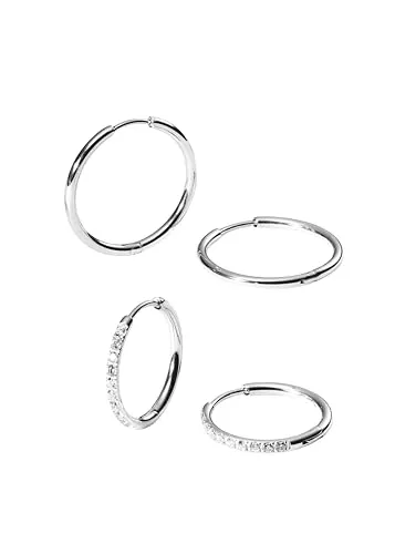 Purelei Creolen-Set Lovely Glitter 23081 - 4-teiliges Ohrring-Set aus Edelstahl mit funkelnden Zirkonia, perfekt für jeden Anlass – von Büro bis Party und ein tolles Geschenk für Geburtstage oder Weihnachten!