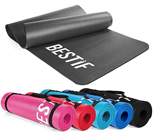 BESTIF Gymnastikmatte rutschfest Yogamatte Fitnessmatte Dicke Sportmatte 1cm (Grau, 180 x 60 x 1cm)
