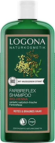 Logona Farbreflex Shampoo Henna - Shampoo für alle Haartypen, speziell für strahlende Farbreflexe und sanfte Reinigung mit pflanzlichen Inhaltsstoffen.