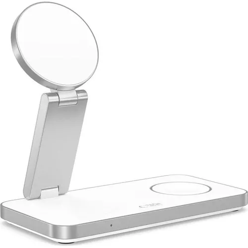 Tech-Protect QI15W-A47 MagSafe 3in1 Inductive Charger - Wireless Charger mit 15 W Leistung, ideal für gleichzeitiges Laden von Smartphone, AirPods und Apple Watch, inklusive USB-C Kabel.