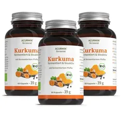Bioaktive Kurkuma Kapseln – Acurmin ferment 180 Stück - Nahrungsergänzungsmittel mit fermentierten, bio-zertifizierten Kurkuma-Kapseln für eine optimale Bioverfügbarkeit und Unterstützung des Immunsystems.