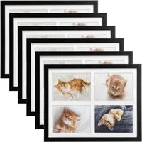 Bomoe Galeria Bilderrahmen Set für 4 Bilder 10x15cm Schwarz - Set aus 6 eleganten Bilderrahmen aus MDF-Holz mit bruchsicherem Kunststoffglas. Inklusive Passepartouts für kreative Gestaltungsmöglichkeiten und langfristigen Schutz Ihrer Lieblingsbilder.