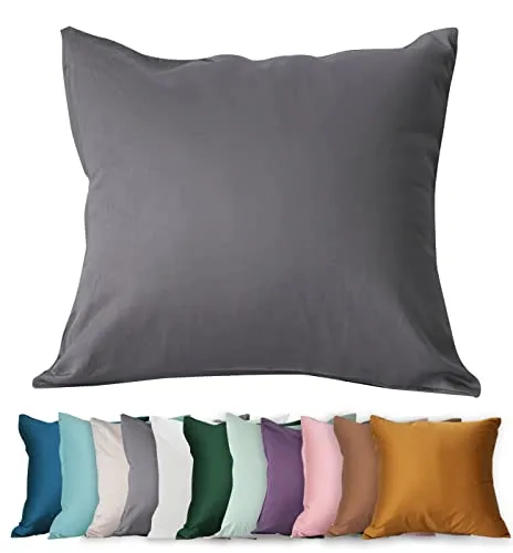 SALAD HOUSE Kissenbezug 80 x 80cm, 400TC 100% Baumwolle, Superweicher Premium Kopfkissenbezug Kissenhülle Ägyptische Extra-Langstapeliger Bettkissenbezug Pillowcase Grau mit Reißverschluss