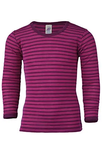 Engel, Kinderunterhemd Langarm, Wolle Seide, Ringel, Gr. 92-164, 3 Farben (152, Himbeere/Orchidee)