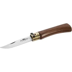 Old-Bear Klappmesser M – Hochwertiges Zweihandmesser mit 8cm Klinge - Taschenmesser aus hochlegiertem Kohlenstoffstahl, mit sicherer Klingenarretierung durch Twist Lock. Der elegante Walnussholzgriff ist feuchtigkeitsgeschützt und bietet hervorragenden Grip.