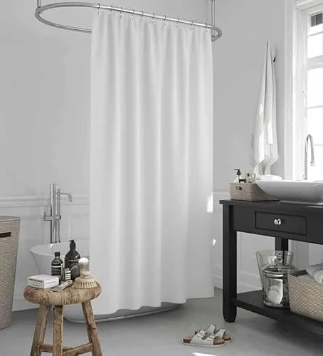 probath Textil DUSCHVORHANG Weiss 240 BREIT 250 HOCH! ÜBERLÄNGE! SONDERMAß! Shower Curtain White Outsize!