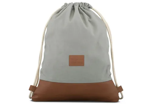 Johnny Urban Turnbeutel Luke - Beutelrucksack aus wasserabweisendem Baumwollstoff mit Innentasche, ideal für Alltag und Freizeit, in stylischem grau-braun.
