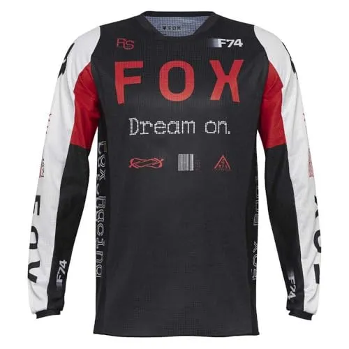FOX 180 Race Spec Motocross Jersey XL, schwarz-weiss-rot - Fahrradbekleidung mit feuchtigkeitsableitendem Gewebe und Mesh-Lüftungspanels für optimalen Komfort und Atmungsaktivität während des Fahrens.