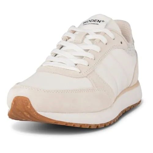 Woden WL740 Ronja Damen Sneaker - Whisper White, Größe 39 EU - Damen-Sneaker mit hochwertigem Leder-Obermaterial, bequemem Kork-Innenfutter und stylischem Keilabsatz für zusätzlichen Komfort und modischen Look.