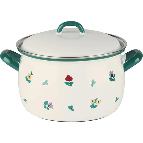 Riess hoher Topf 1,5l Gmundner Streublumen - Hochwertiger Fleischtopf mit 1,5 Liter Fassungsvermögen, ideal für flüssige Speisen und mit energieeffizientem Deckel. Perfekt für Suppen, Eintöpfe und mehr!