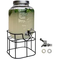 Intirilife Getränkespender 4 Liter aus Glas mit Zapfhahn - Großküchentechnik und ideal für Partys, mit 4 Litern Volumen und einem praktischen Zapfhahn für einfache Dosierung.