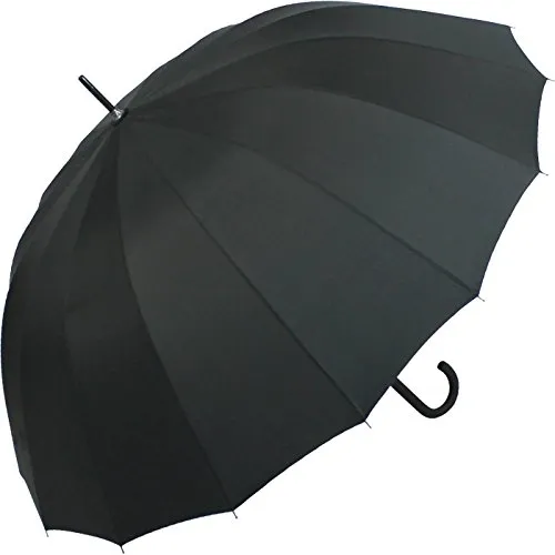 iX-brella Stockschirm 16teilig Full-Fiber mit Automatik - super stabil schwarz - 125cm - Hochwertiger Stockschirm mit 16 Fiberglas-Streben für extreme Stabilität, ideal bei Wind und Sturm. Automatiköffnung und weicher Pongee-Stoff sorgen für Komfort und Langlebigkeit. Perfekt für Damen und Herren.
