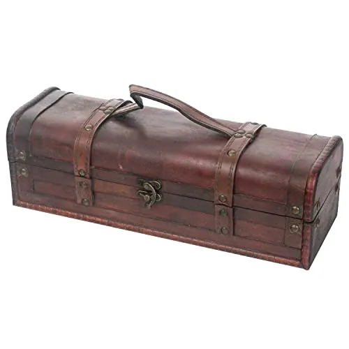 HMF Vintage Deko Geschenkbox mit Deckel aus Holz | für 1 Flasche Wein | Querformat | Spanien